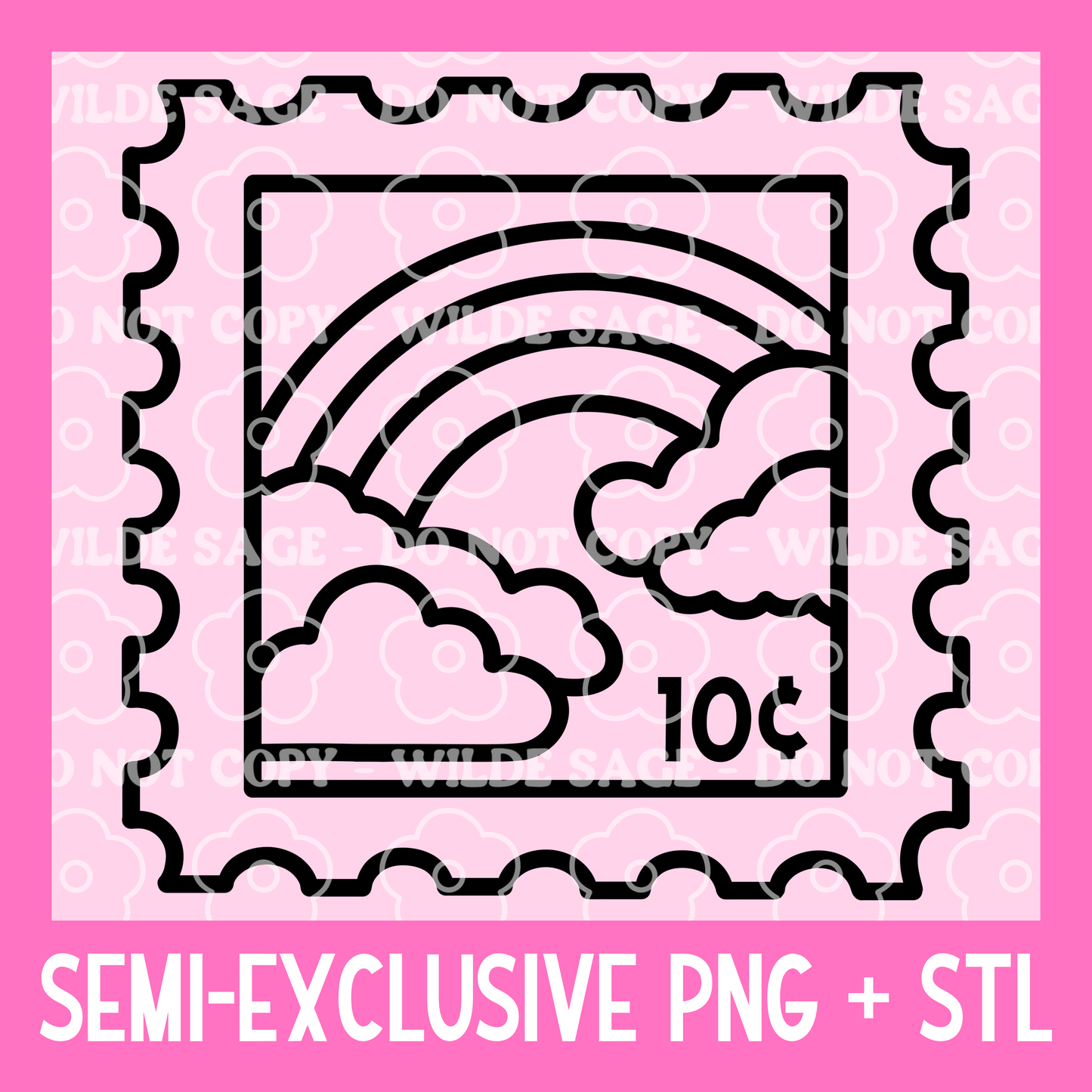 Square Rainbow Stamp Freshie PNG and STL