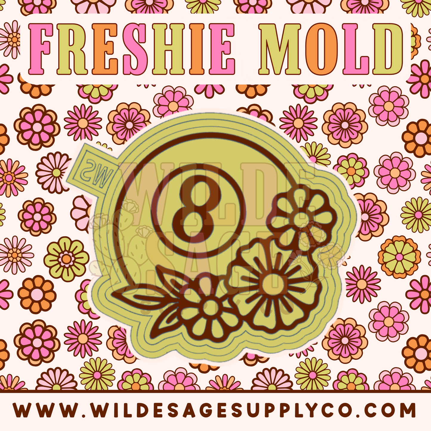 8 Ball with Flowers Mold