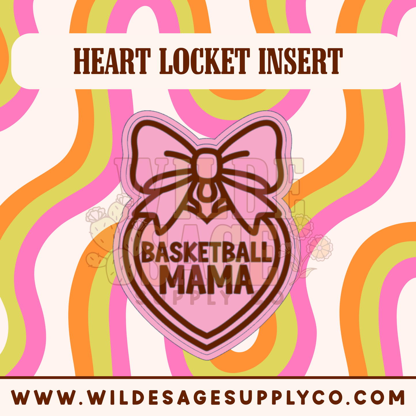 Basketball Mama Insert - Heart Locket