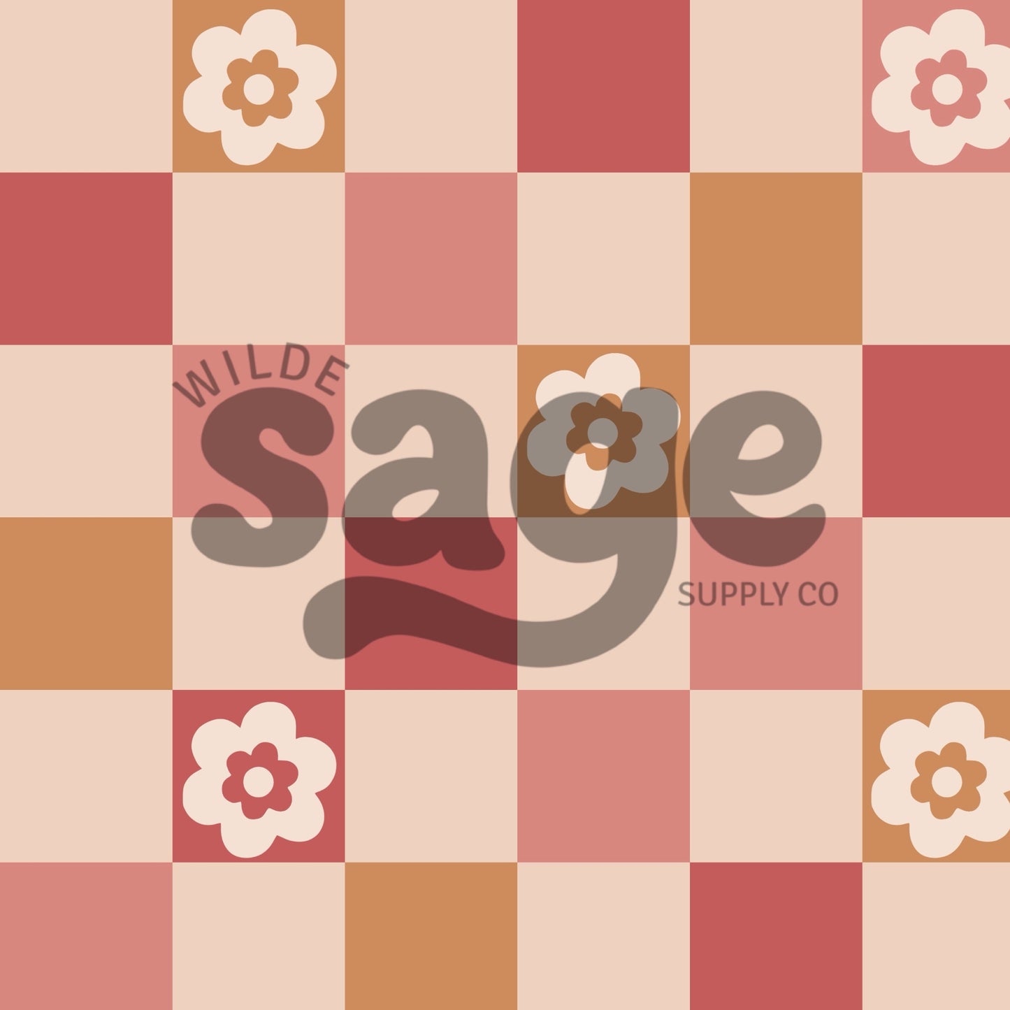 Boho Floral Checker Seamless