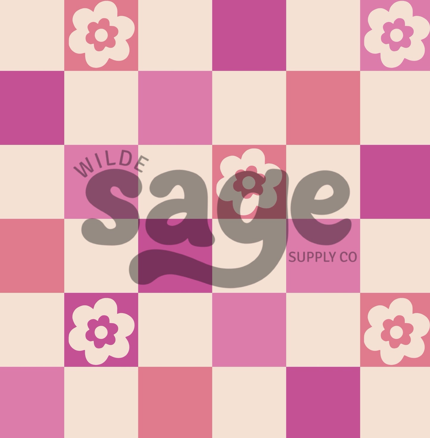 Pink Floral Checker Seamless