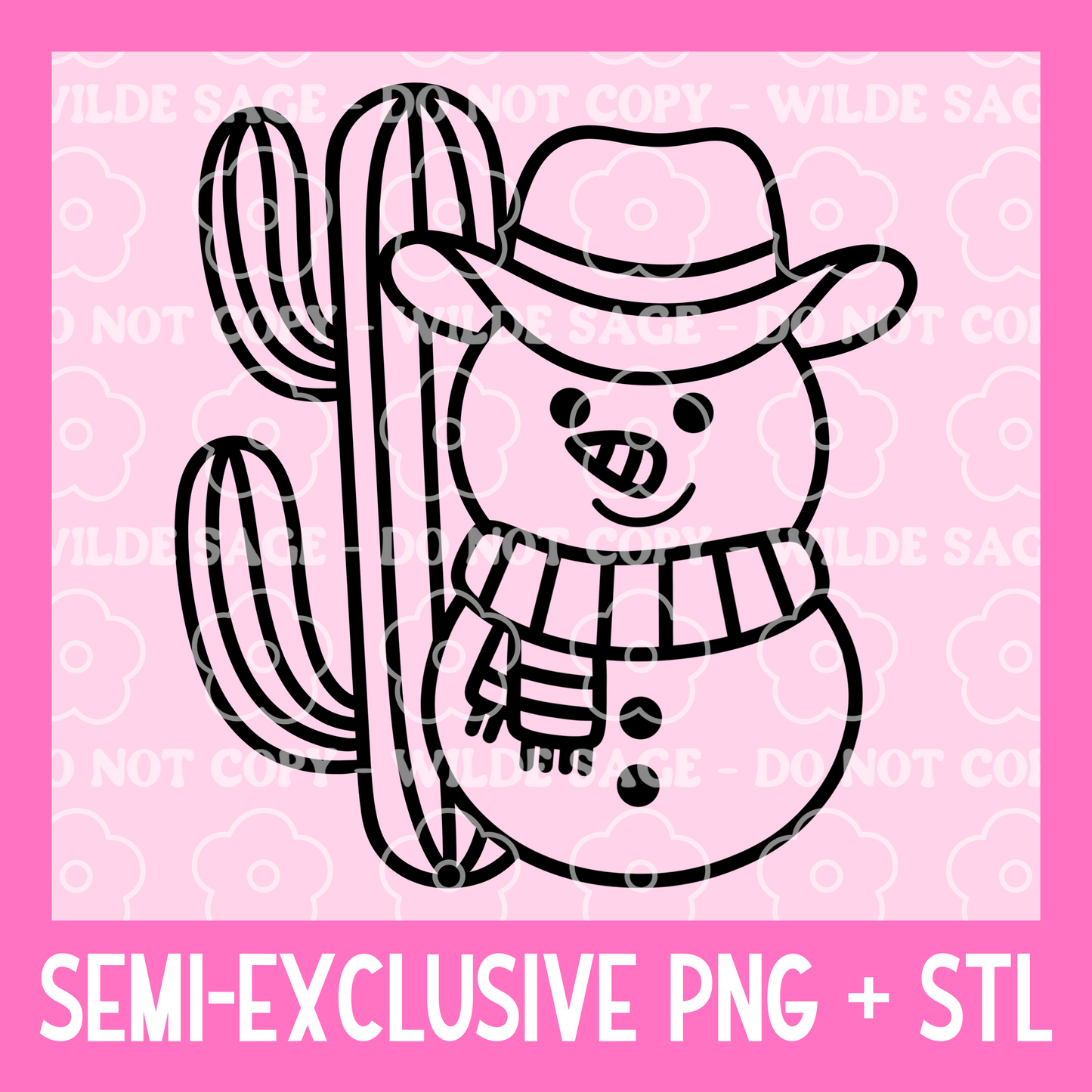 Cowboy Snowman Freshie PNG and STL