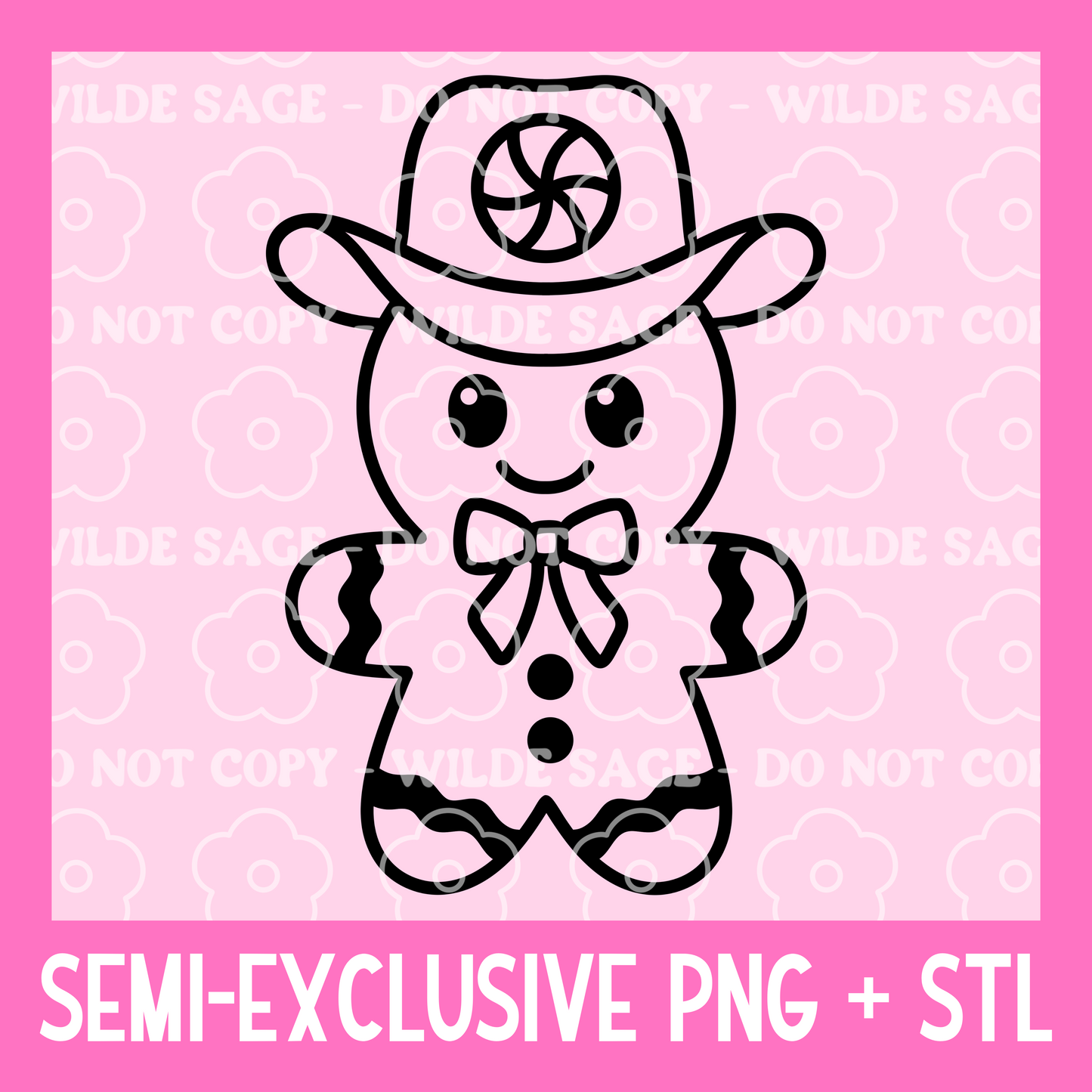 Cowboy Gingerbread Freshie PNG and STL