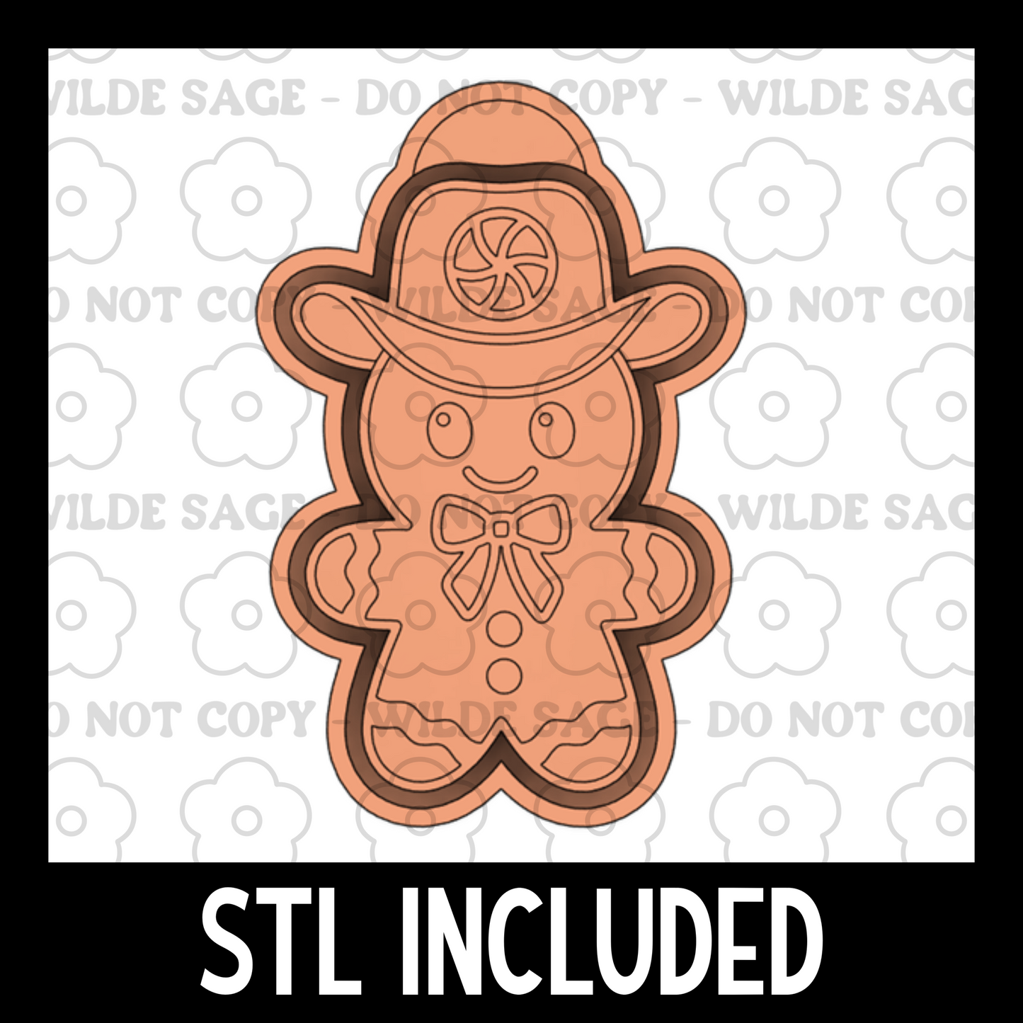 Cowboy Gingerbread Freshie PNG and STL