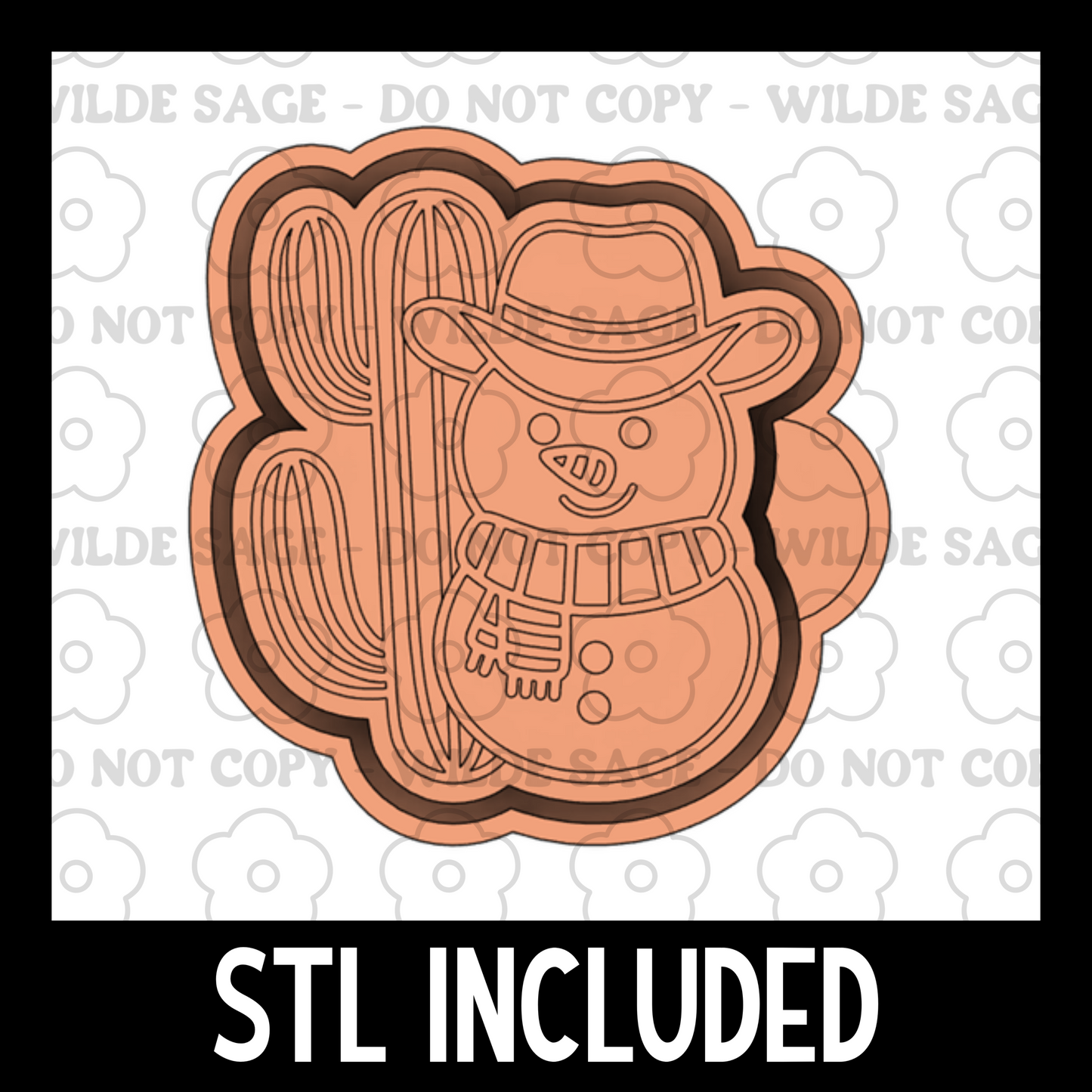 Cowboy Snowman Freshie PNG and STL