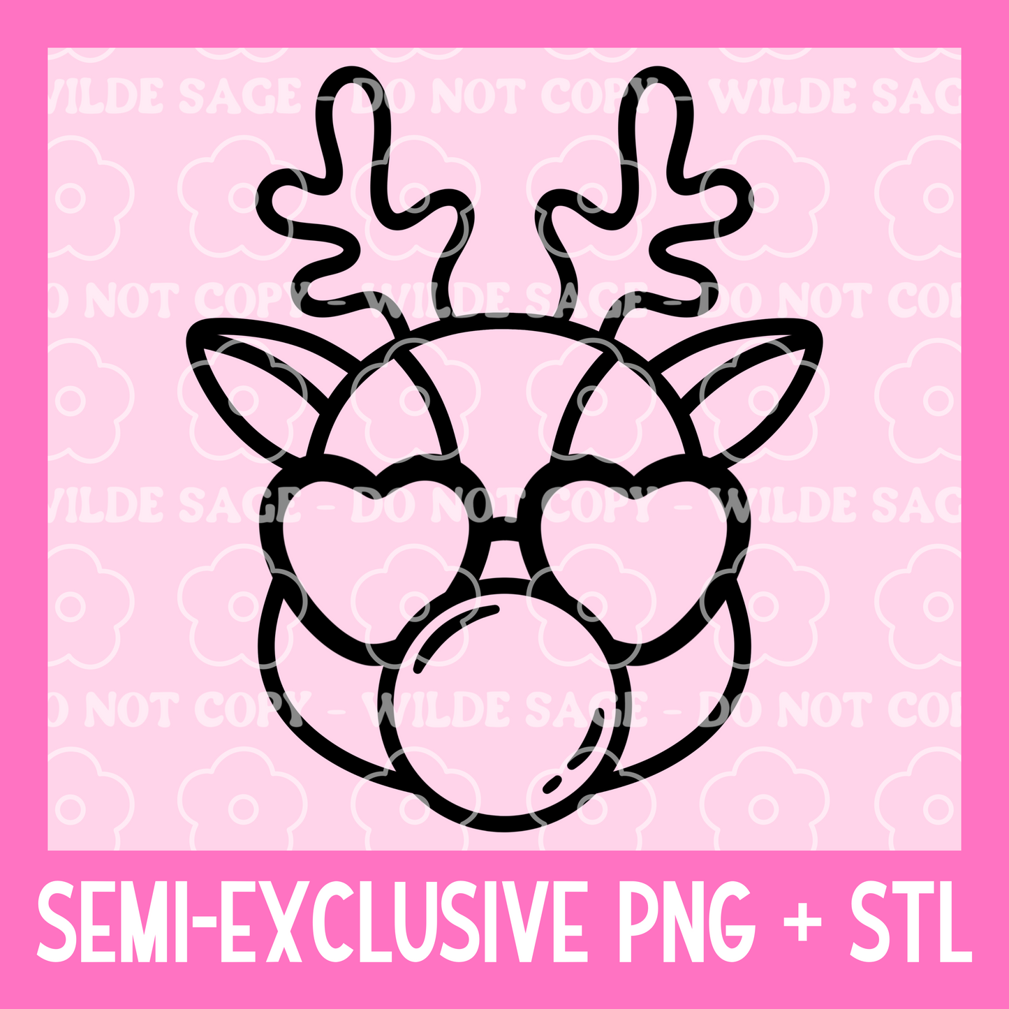 Reindeer Bubble Freshie PNG and STL