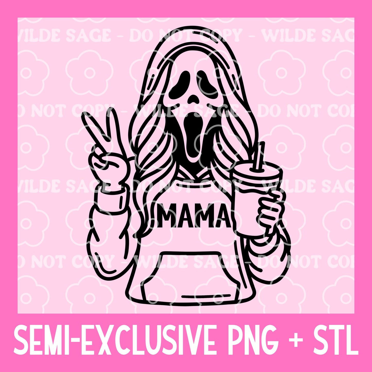 Mama Ghost Face Freshie PNG and STL