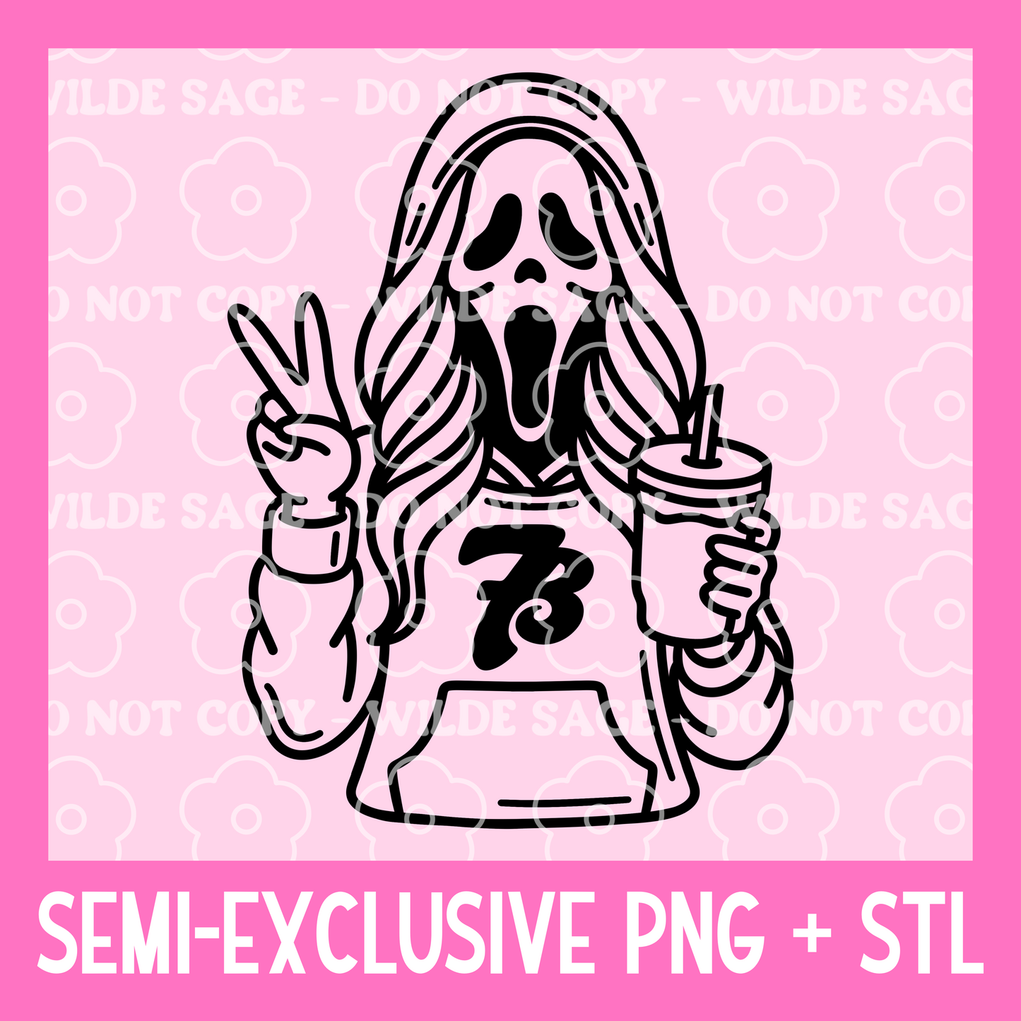 7B Ghost Face Freshie PNG and STL