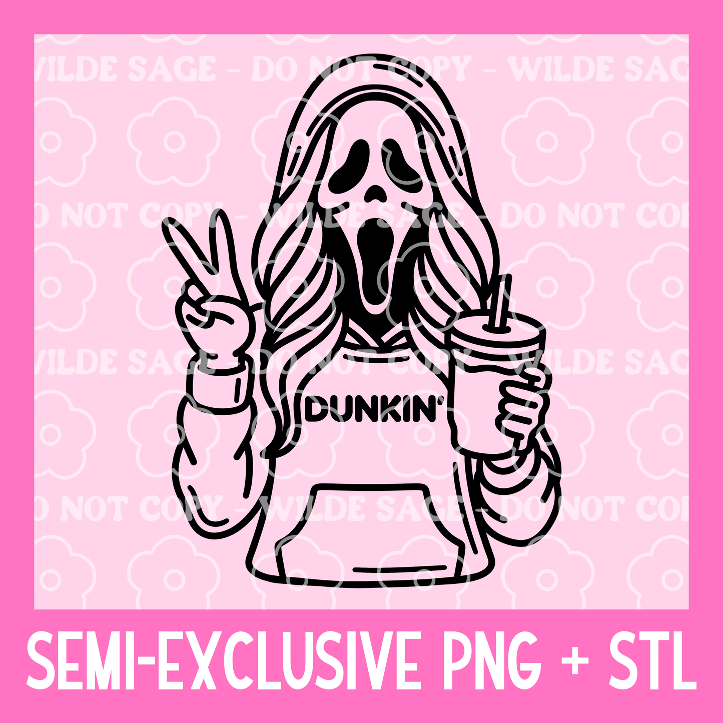 Dunkin Ghost Face Freshie PNG and STL