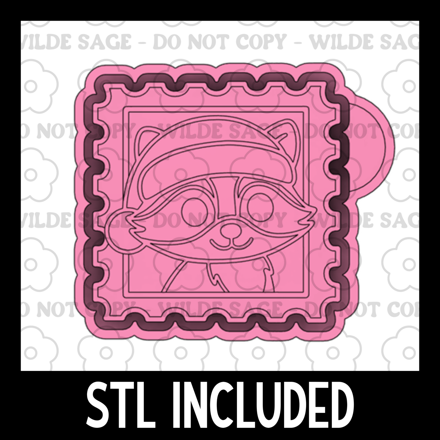 Raccoon Stamp Freshie PNG and STL