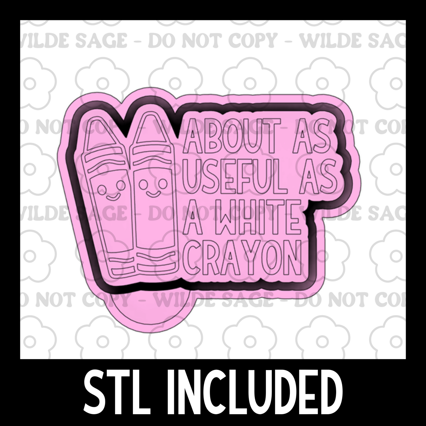White Crayon Freshie PNG and STL