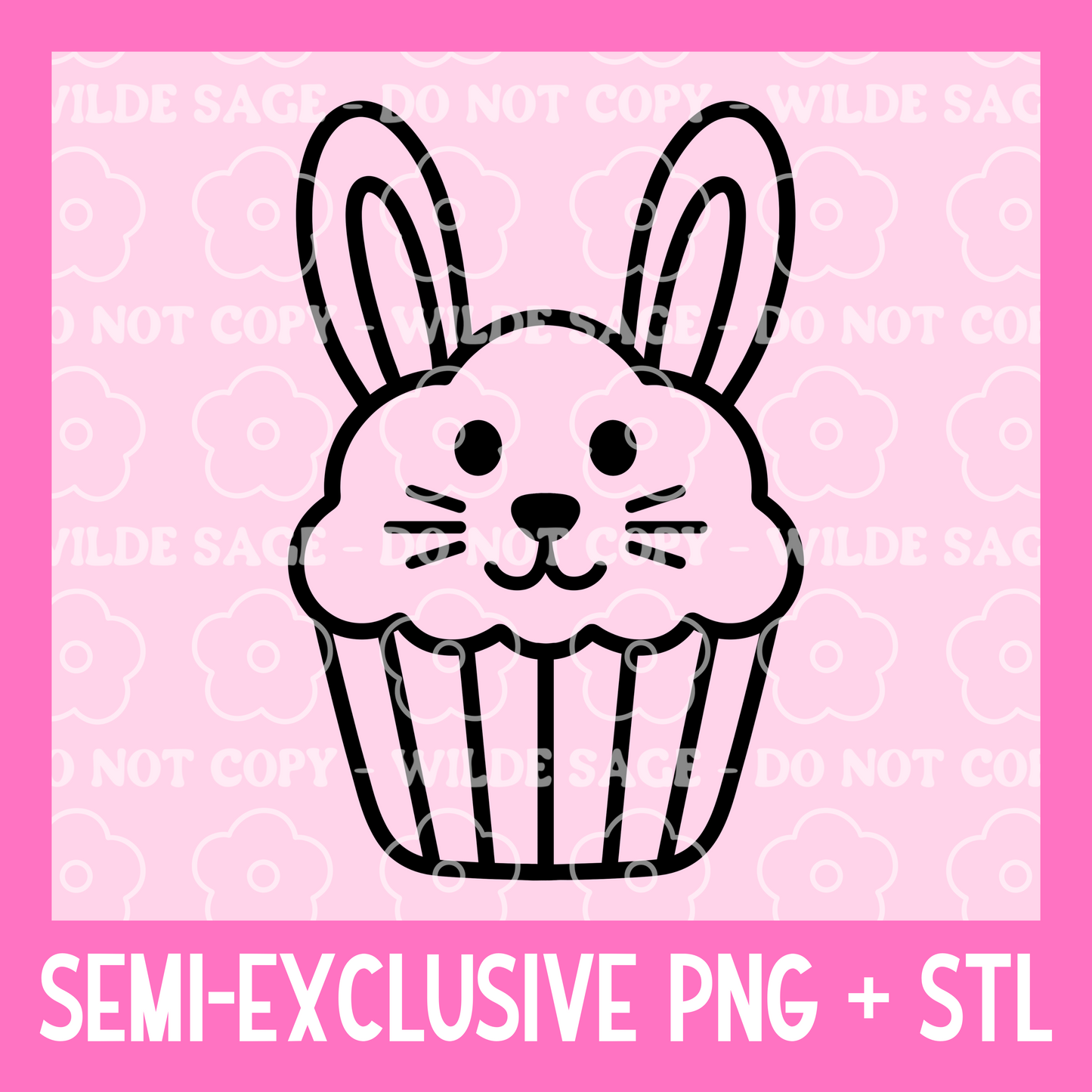 Bunny Cupcake PNG and STL