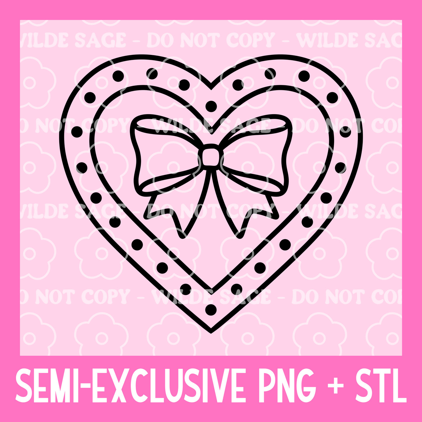 Heart Bow PNG and STL
