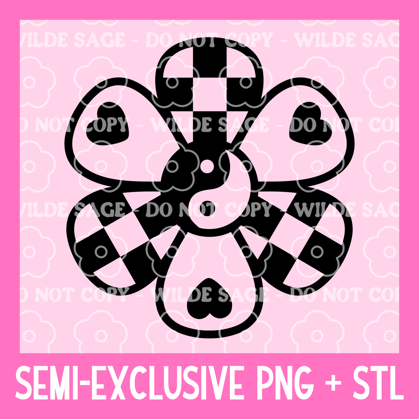 Yin Yang Flower PNG and STL