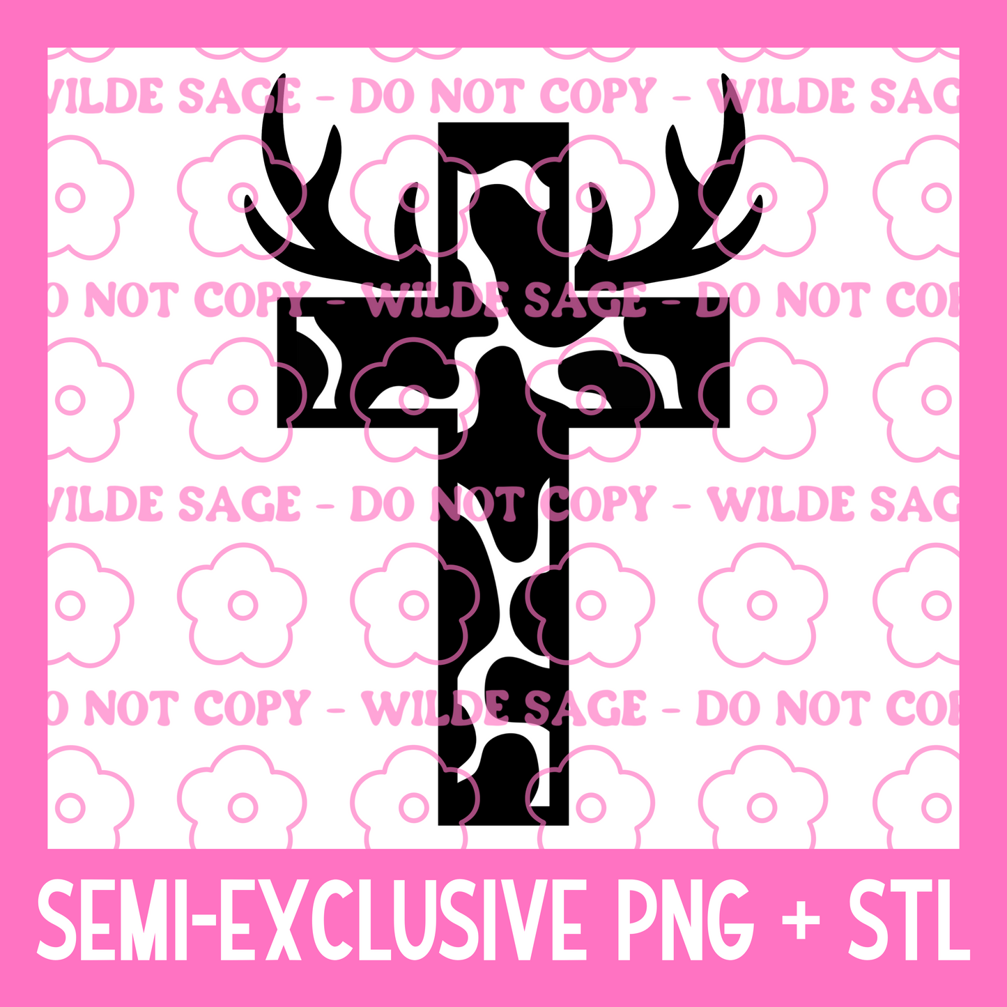 Deer Cross PNG and STL