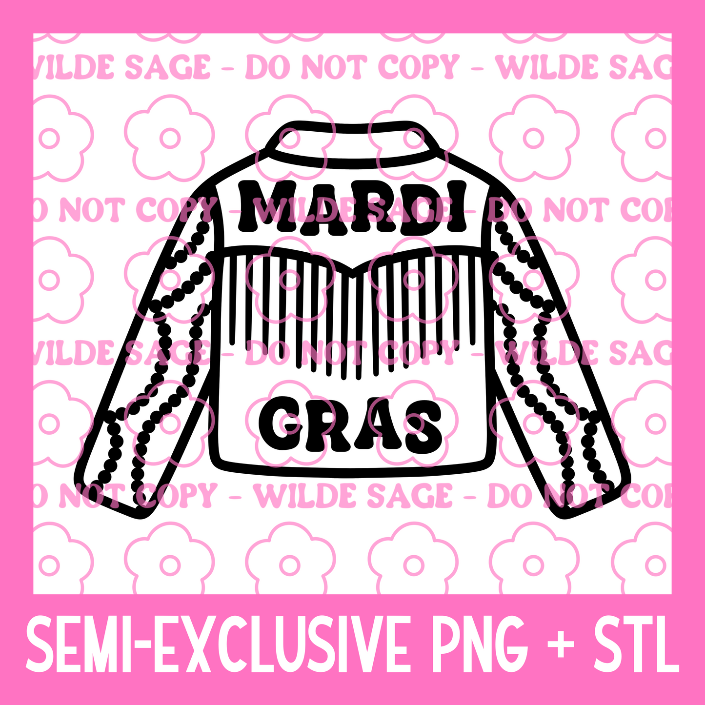 Mardi Gras Jacket PNG and STL