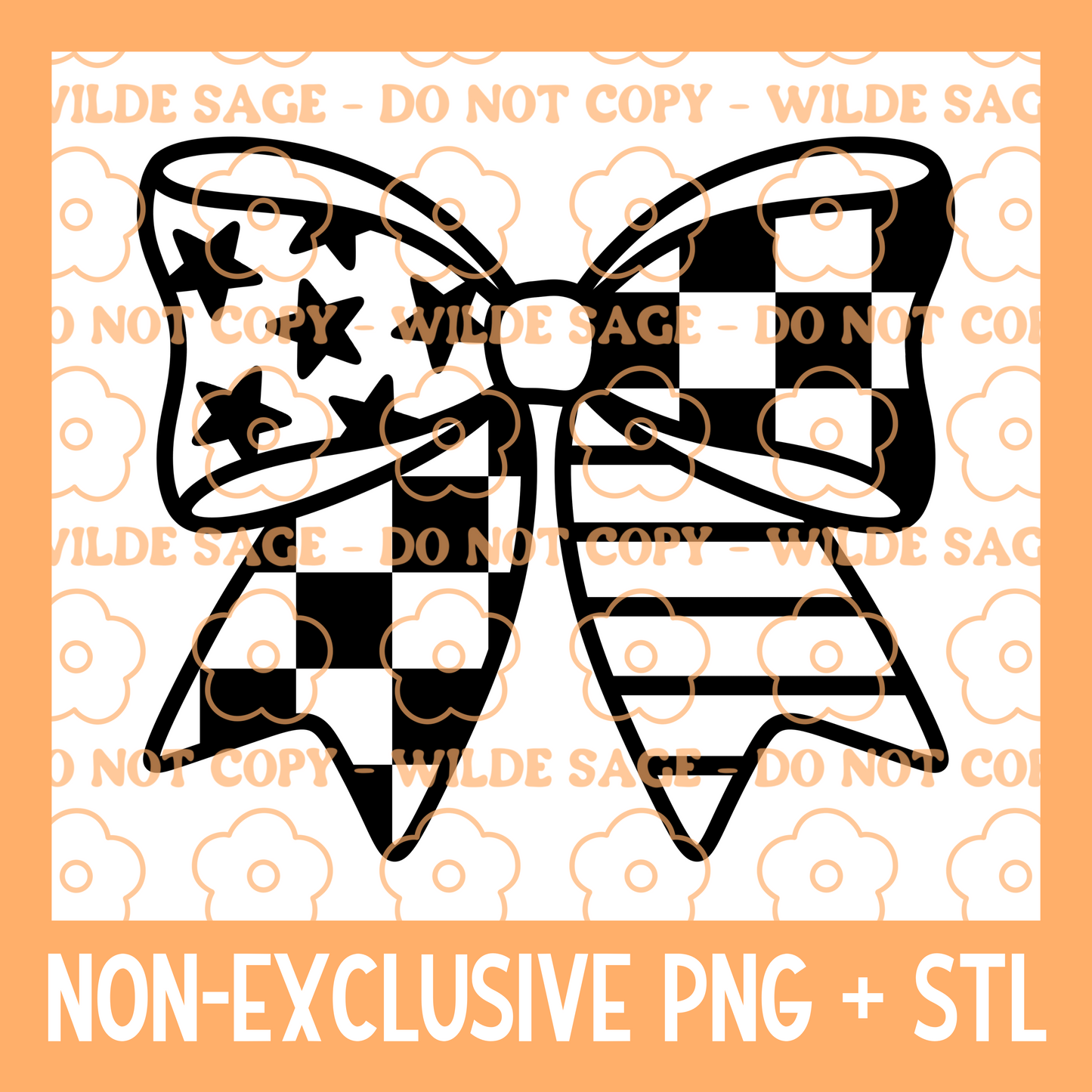 Stars & Stripes Bow PNG & STL