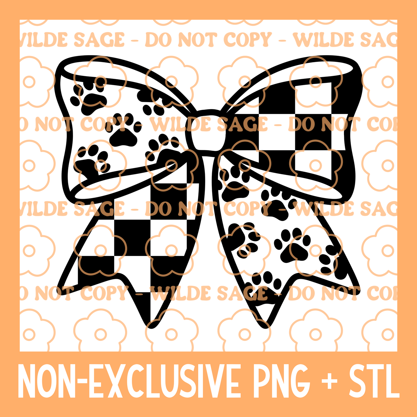 Paw Print Bow PNG & STL