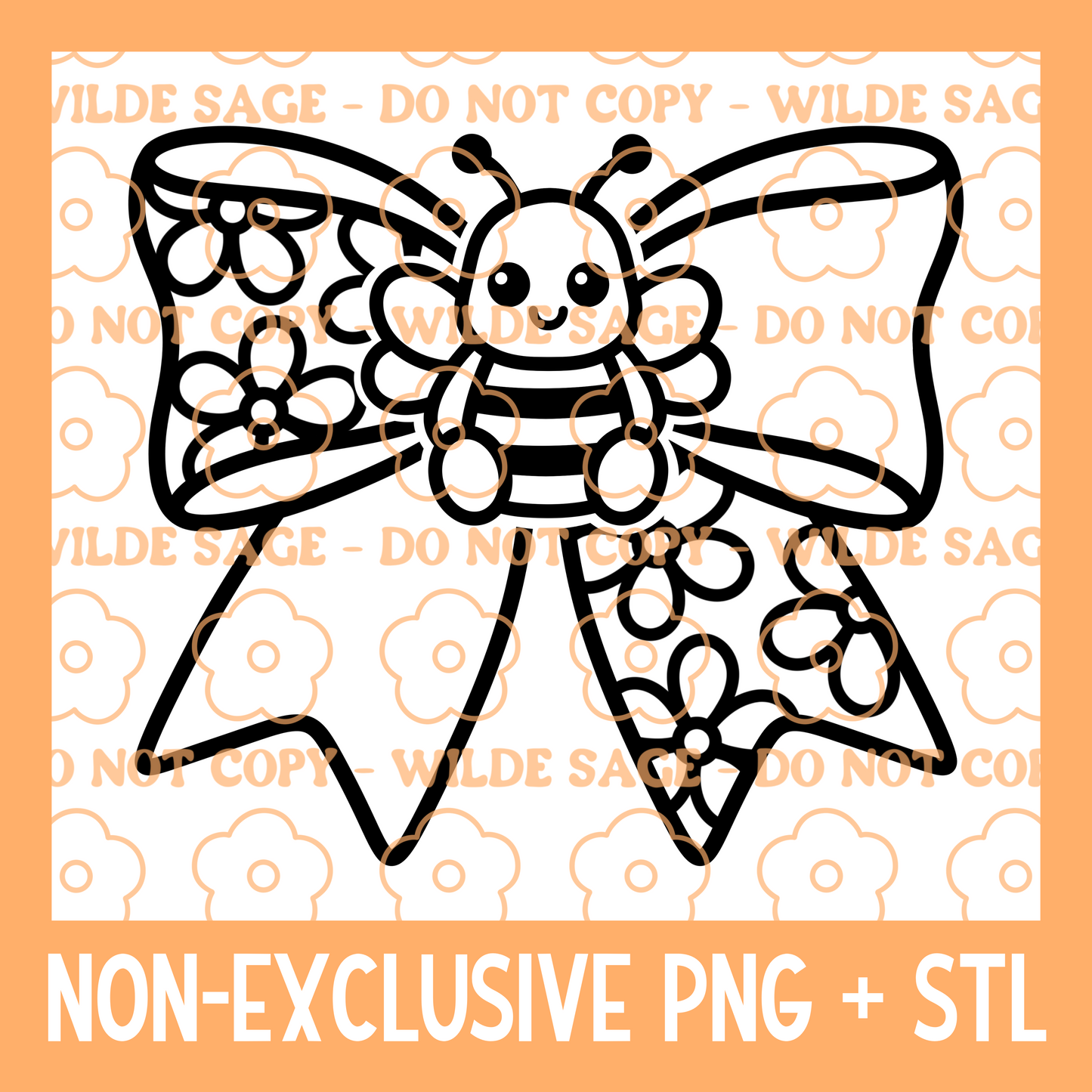 Bumble Bee Bow PNG & STL