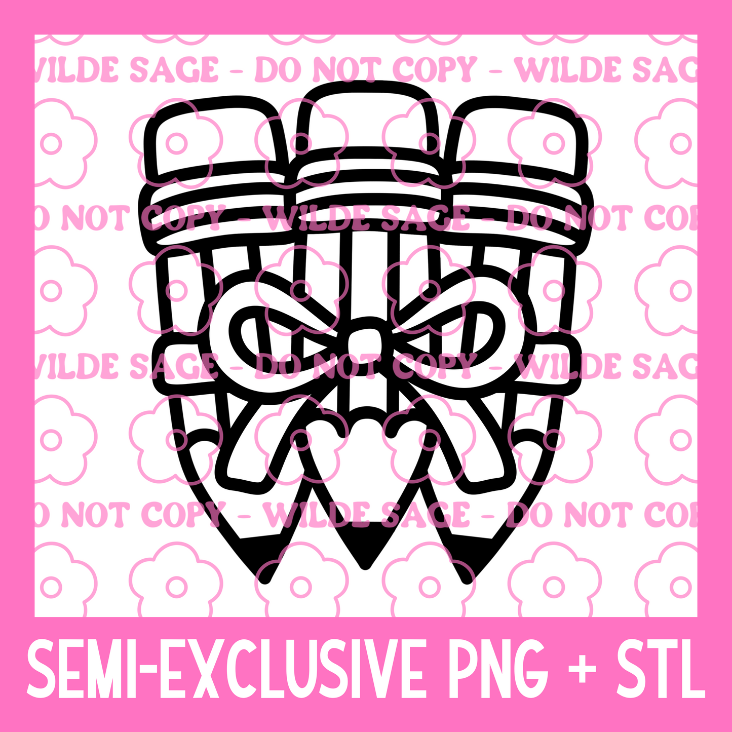 Pencil Bow PNG and STL