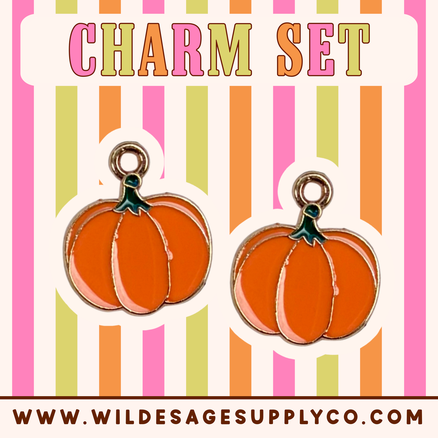 Orange Pumpkin - Gold Charm Set