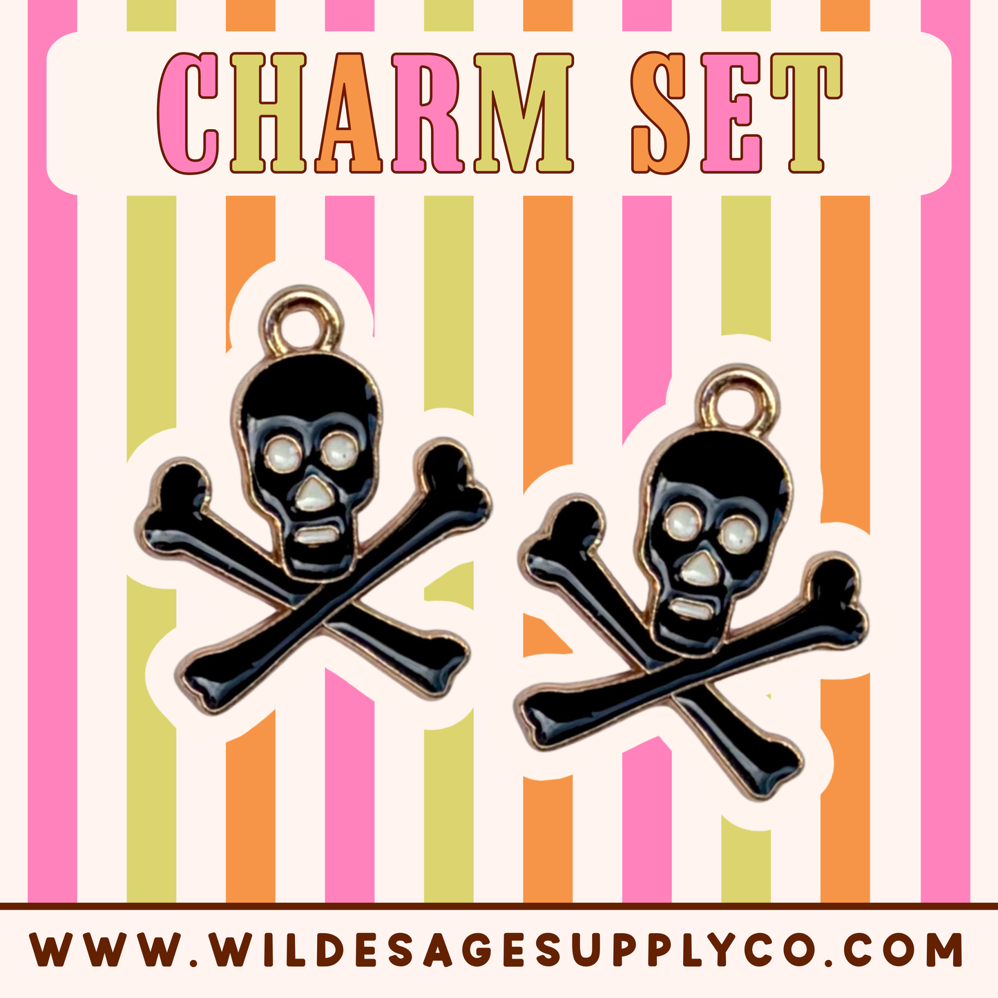 Black Skull - Gold Charm Set