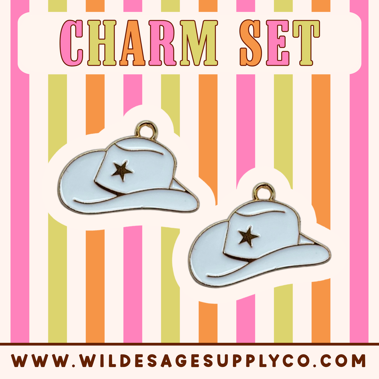 White Cowboy Hat - Charm Set