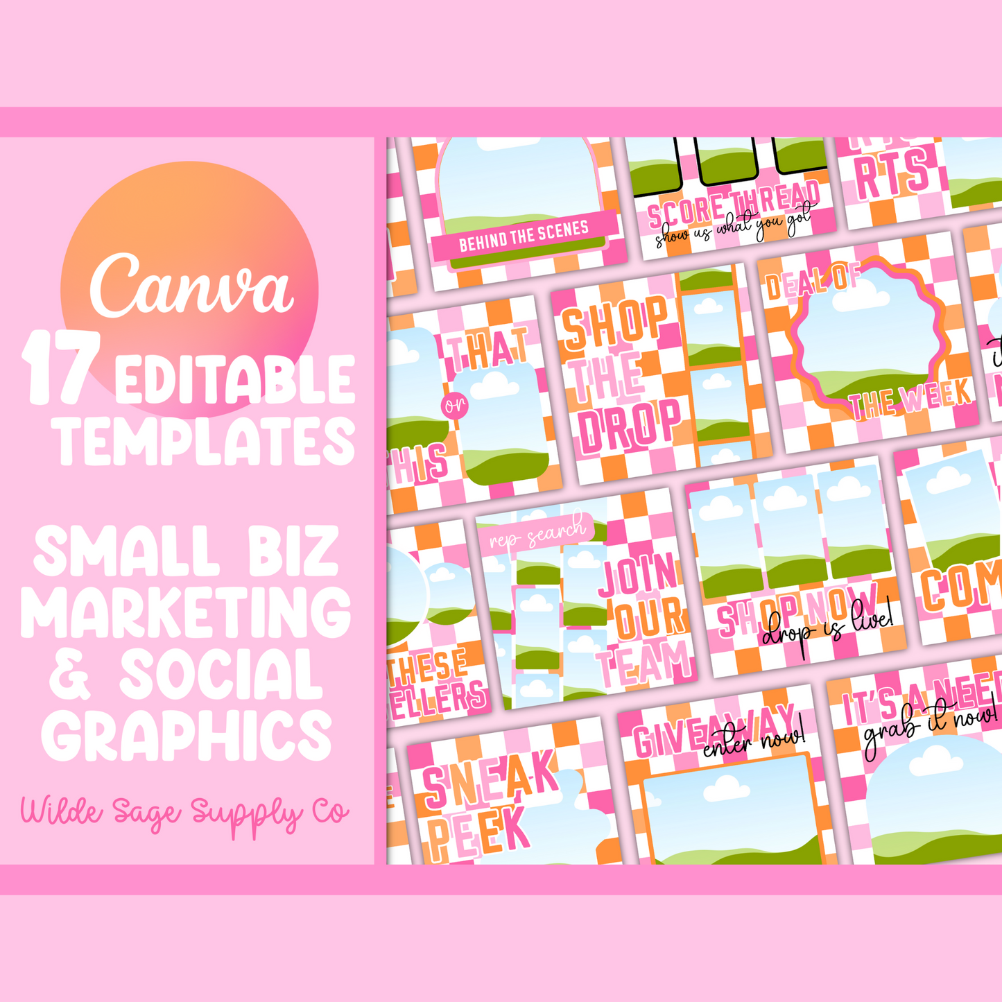 Orange & Pink Checker Templates