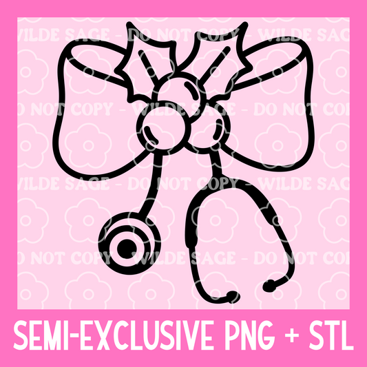Christmas Nurse Bow Freshie PNG and STL