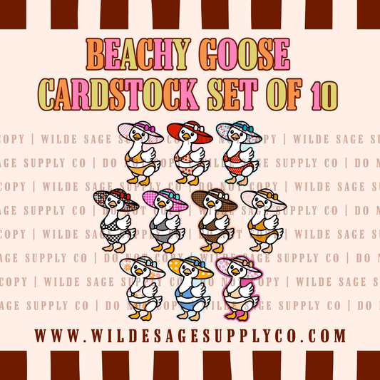 Beachy Goose Cardstock - Set of 10