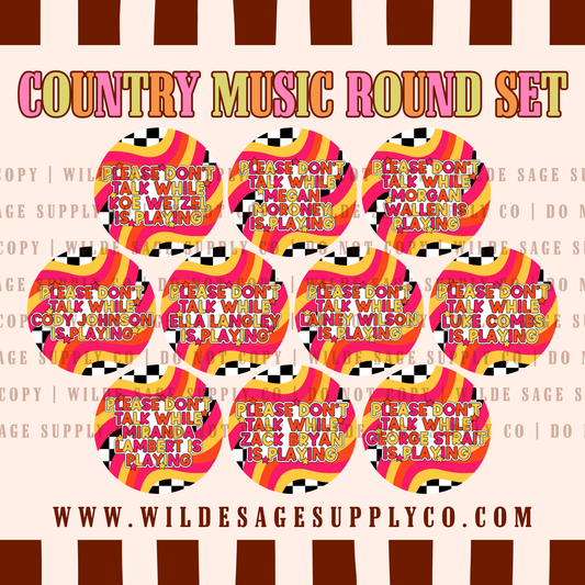 Country Music Cardstock Rounds (3 INCH) - Set of 10