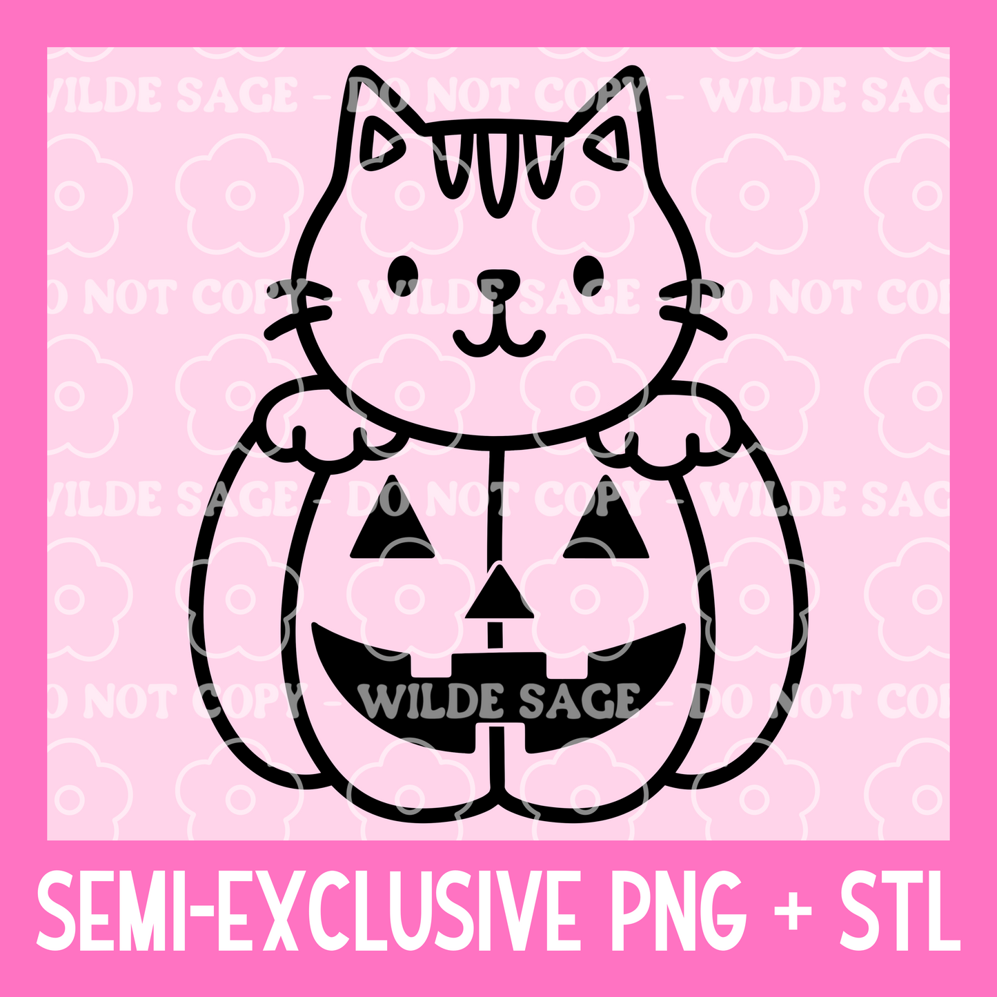 Pumpkin Cat Freshie PNG and STL