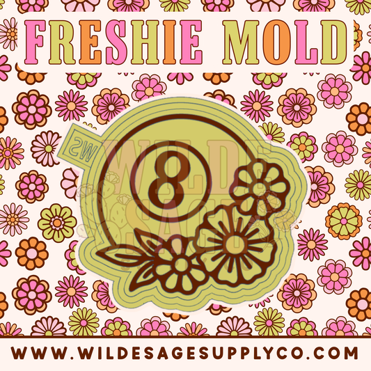 8 Ball with Flowers Mold
