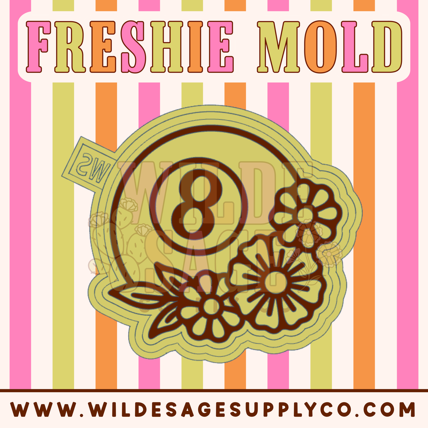 8 Ball with Flowers Mold