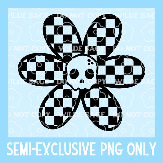 Skull Checker Flower Freshie PNG
