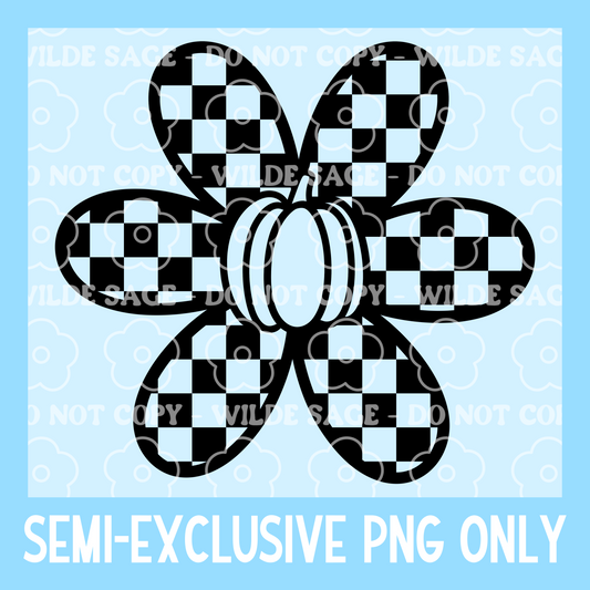 Pumpkin Checker Flower Freshie PNG