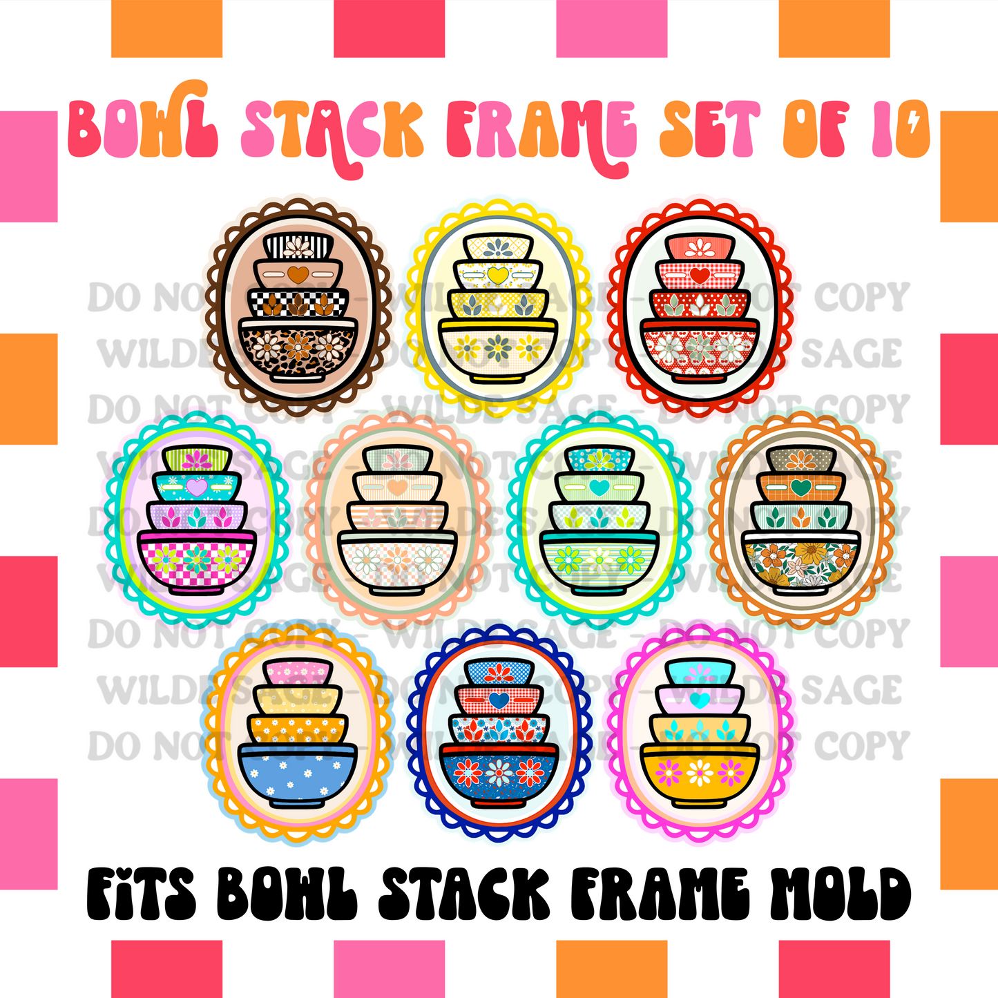 Bowl Stack Frame Cardstock - Set of 10