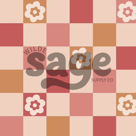 Boho Floral Checker Seamless