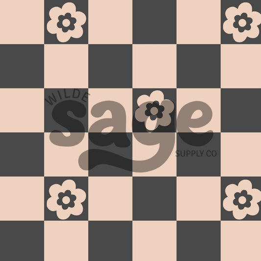 Black Floral Checker Seamless