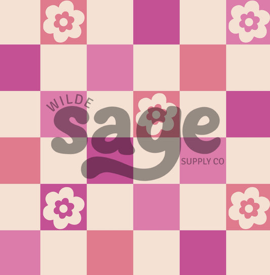 Pink Floral Checker Seamless