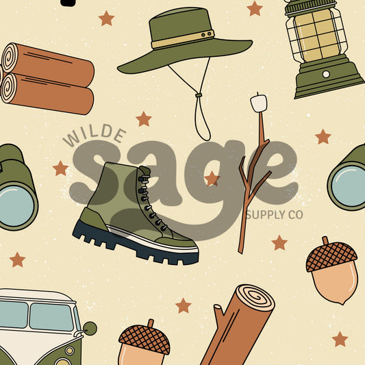 Beige Camping Seamless