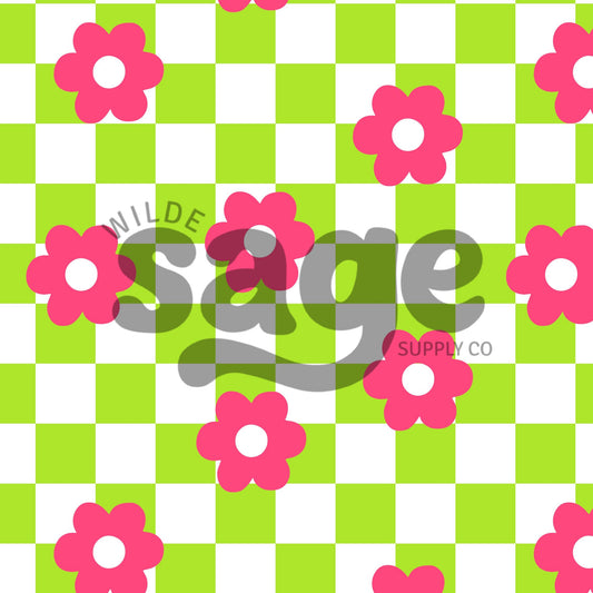 Neon Floral Checker Seamless