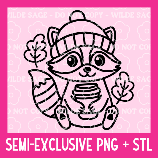 Fall Raccoon Freshie PNG and STL