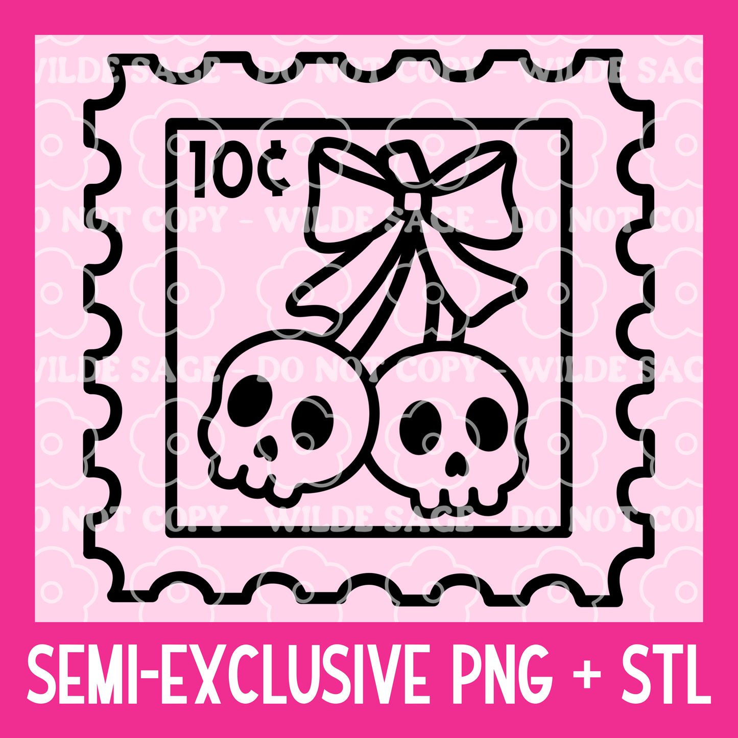 Square Cherry Stamp Freshie PNG and STL