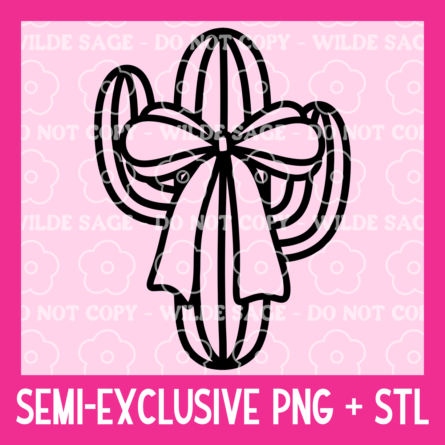 Cactus Bow Freshie PNG and STL