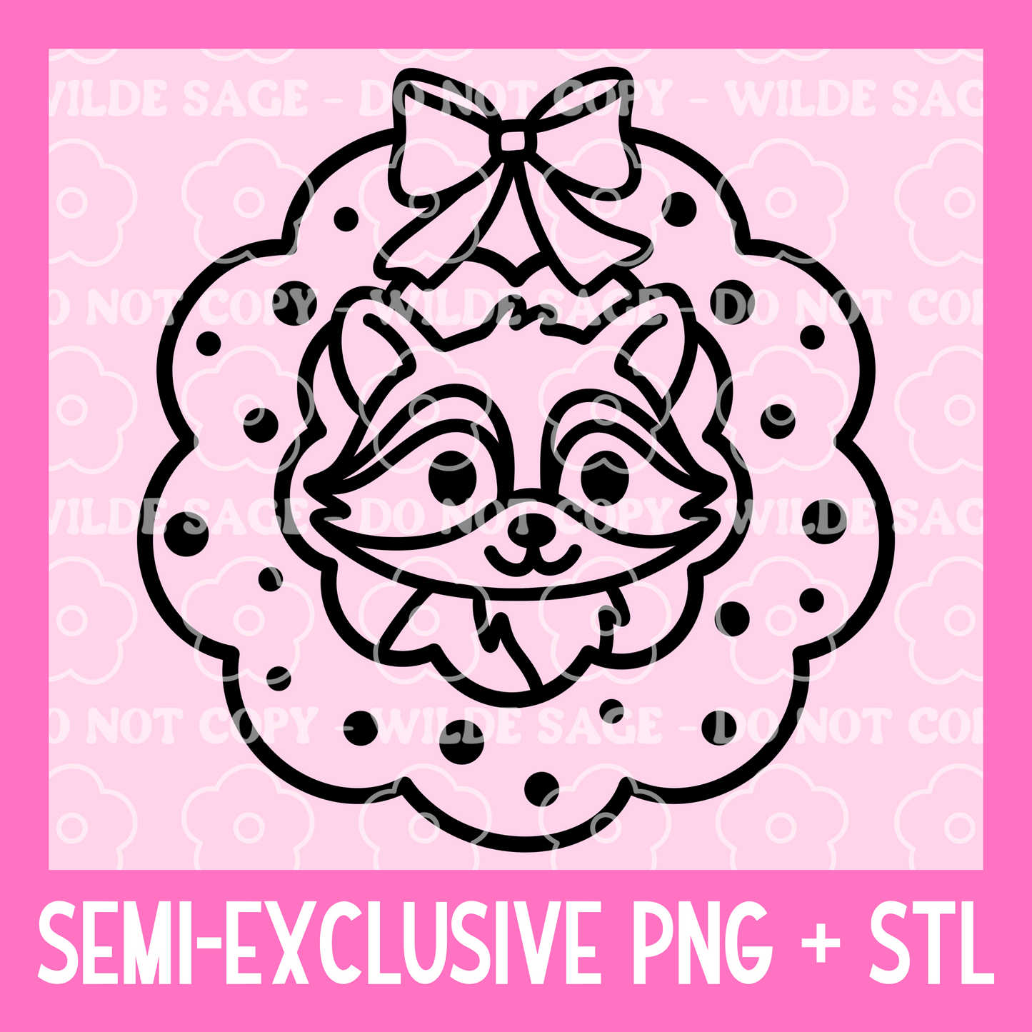 Raccoon Wreath Freshie PNG and STL