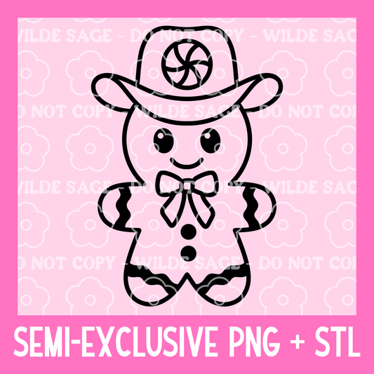 Cowboy Gingerbread Freshie PNG and STL