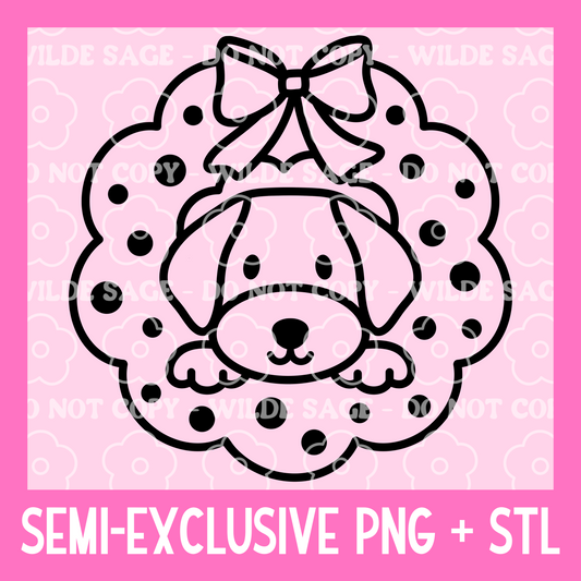 Dog Wreath Freshie PNG and STL