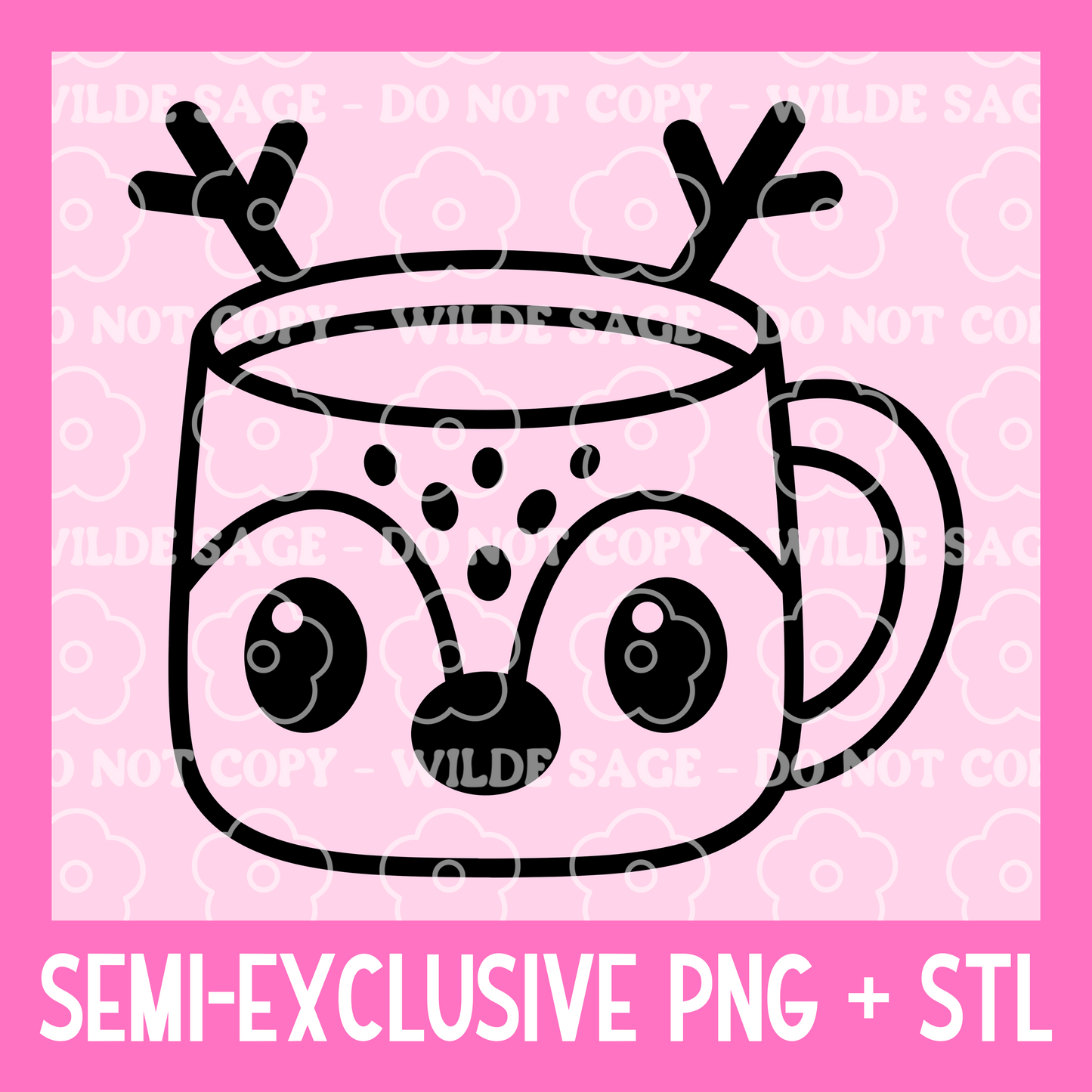 Reindeer Mug Freshie PNG and STL