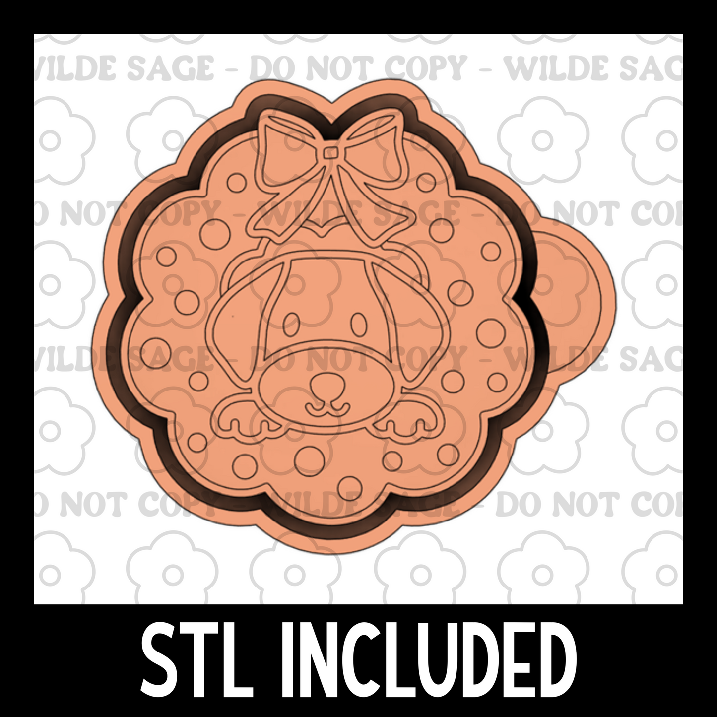 Dog Wreath Freshie PNG and STL